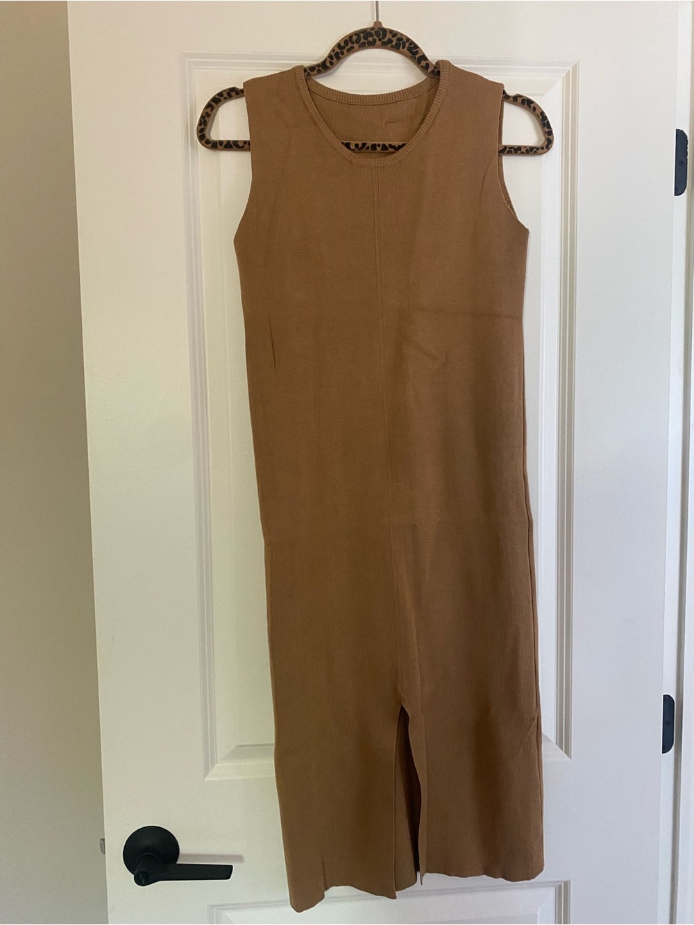 Sleeveless Knit Midi Dress in Camel